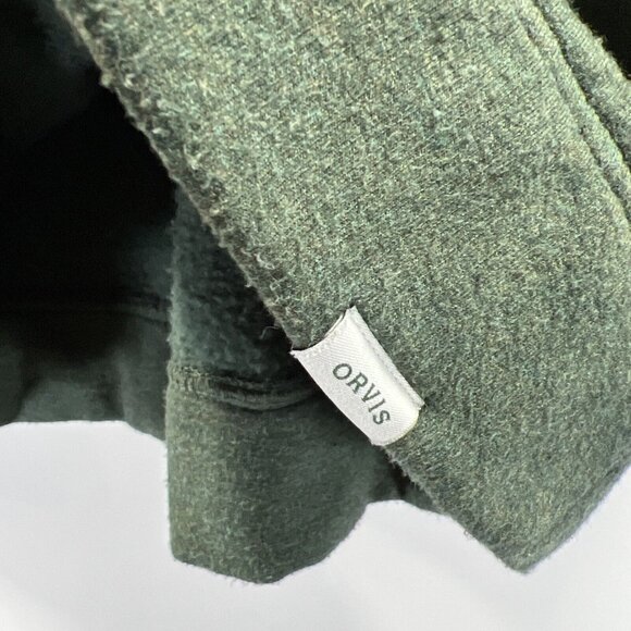 Orvis Men's Sweatshirt Size XXL Solid Green Pullover Long Sleeve Fleece - Picture 5 of 9